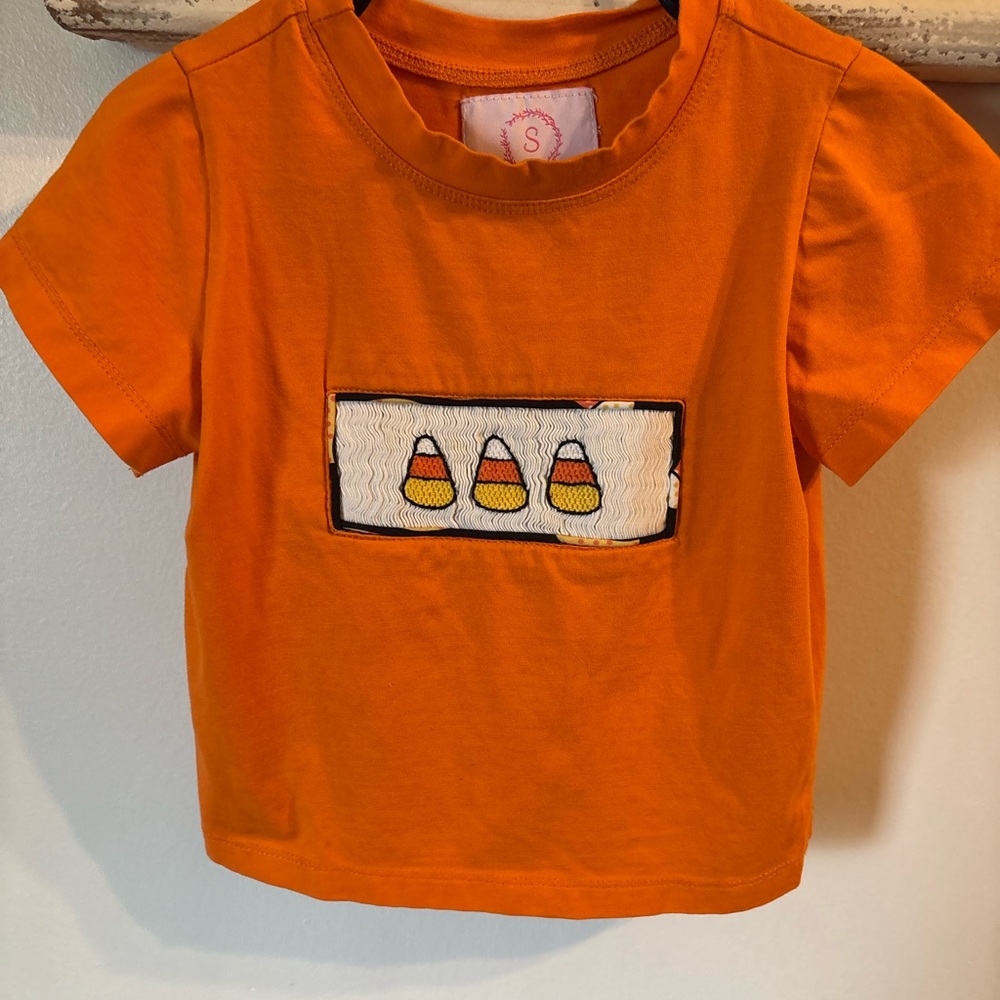 Smocked Orange Candy Corn shirt